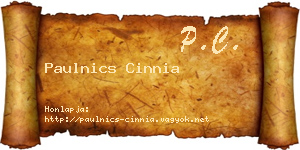 Paulnics Cinnia névjegykártya